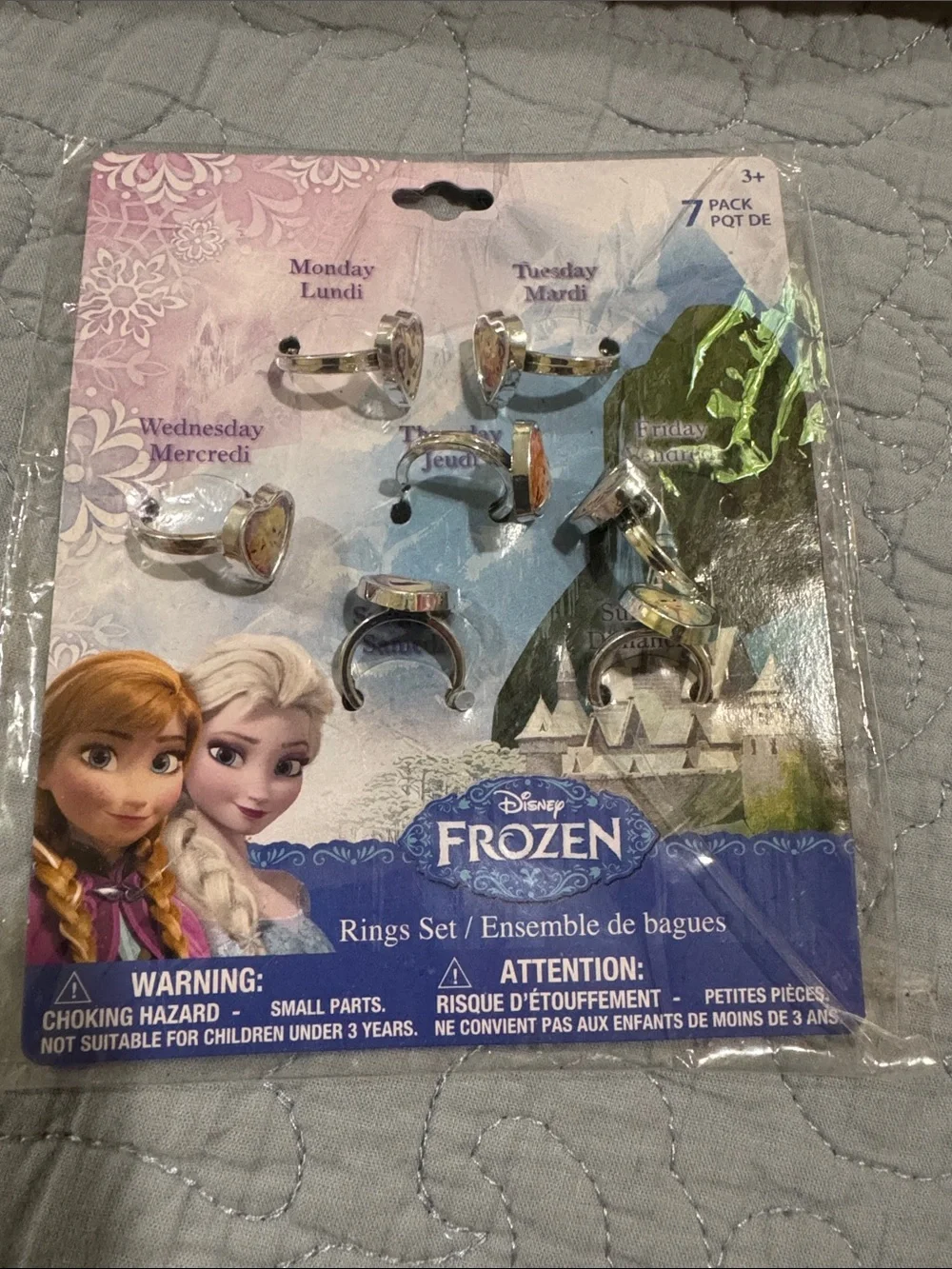 Disney Frozen Girls Pink and Silver Dress-Up Ring Set